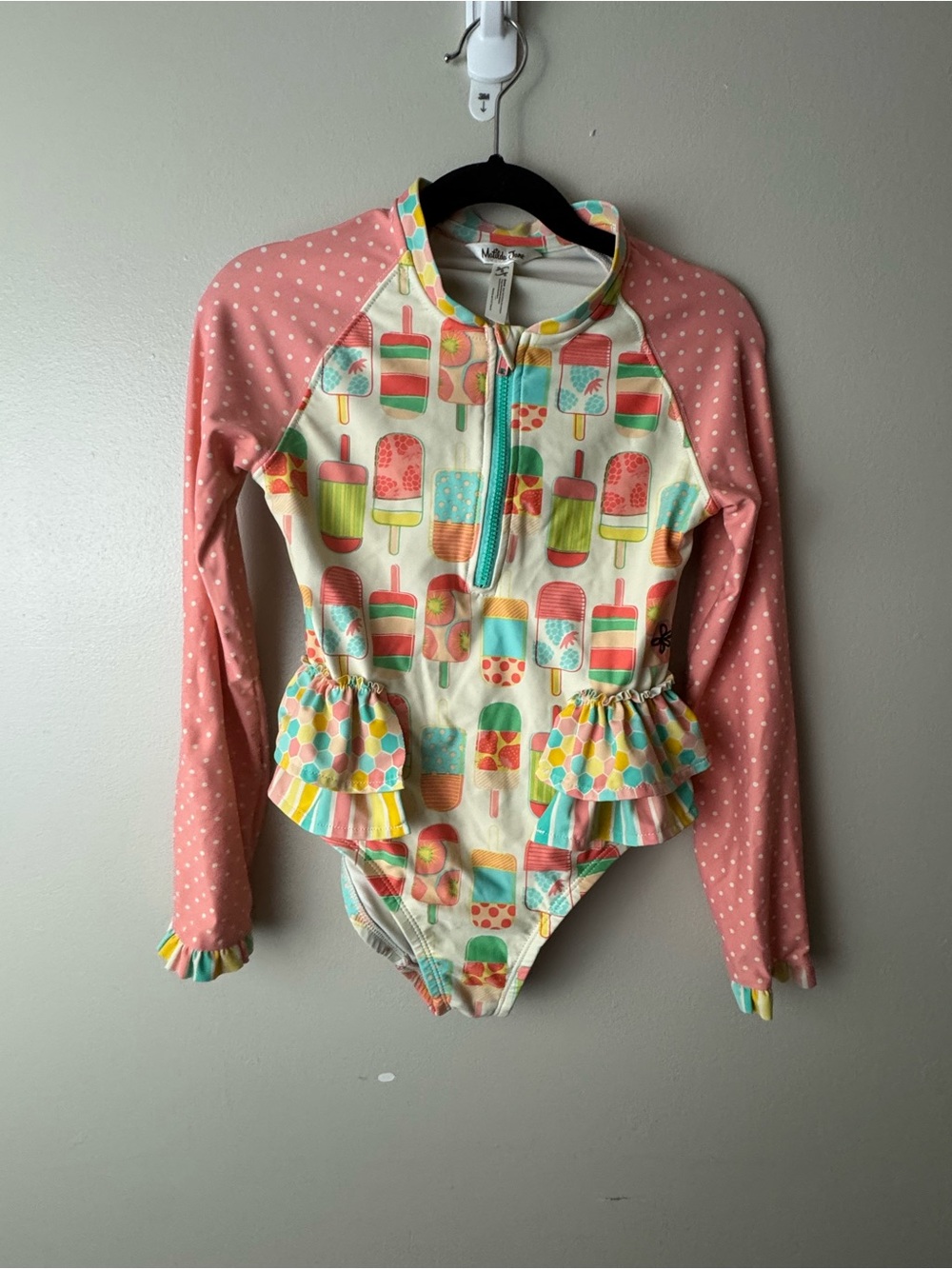 Matilda Jane Popsicle Print Long Sleeve Rash Guard Swimsuit Beach Summer Size 8